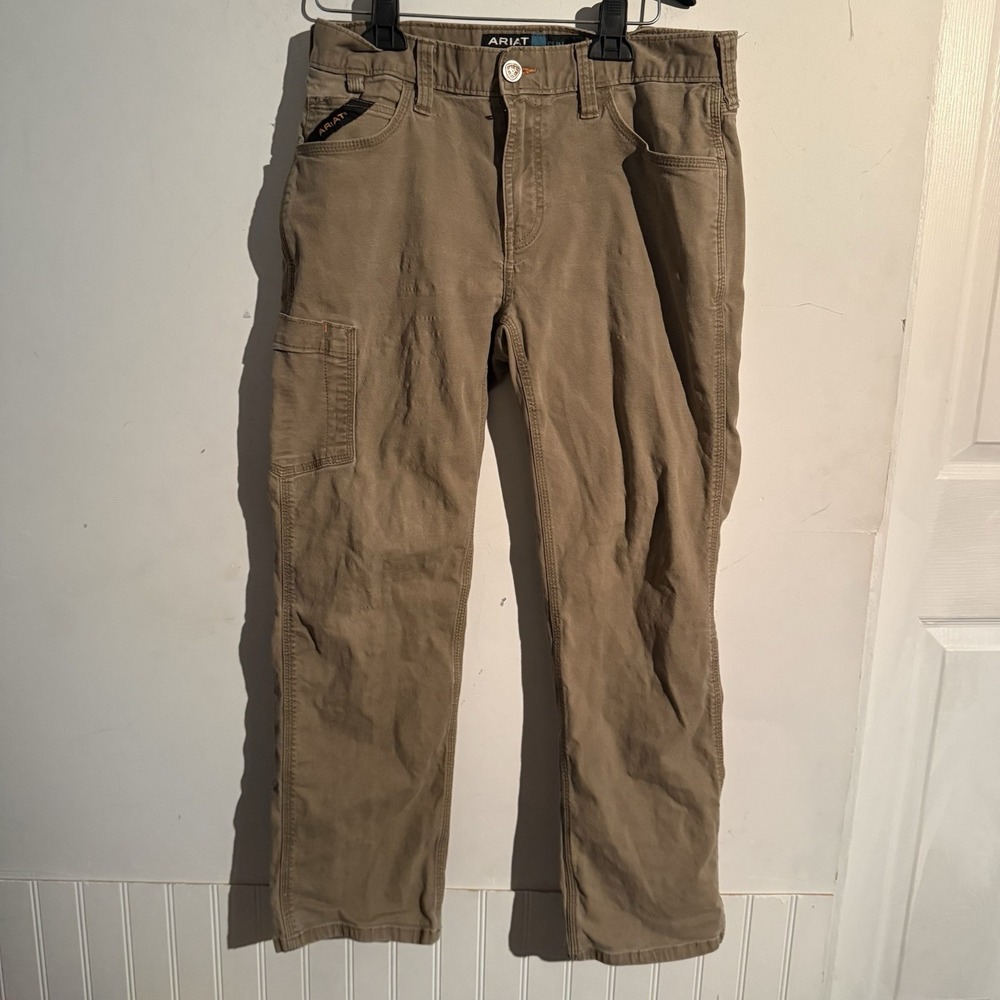 2 pairs Ariat Pants Mens 31/28 Fit Rebar M7 Slim Straight Workwear Beige Cargo